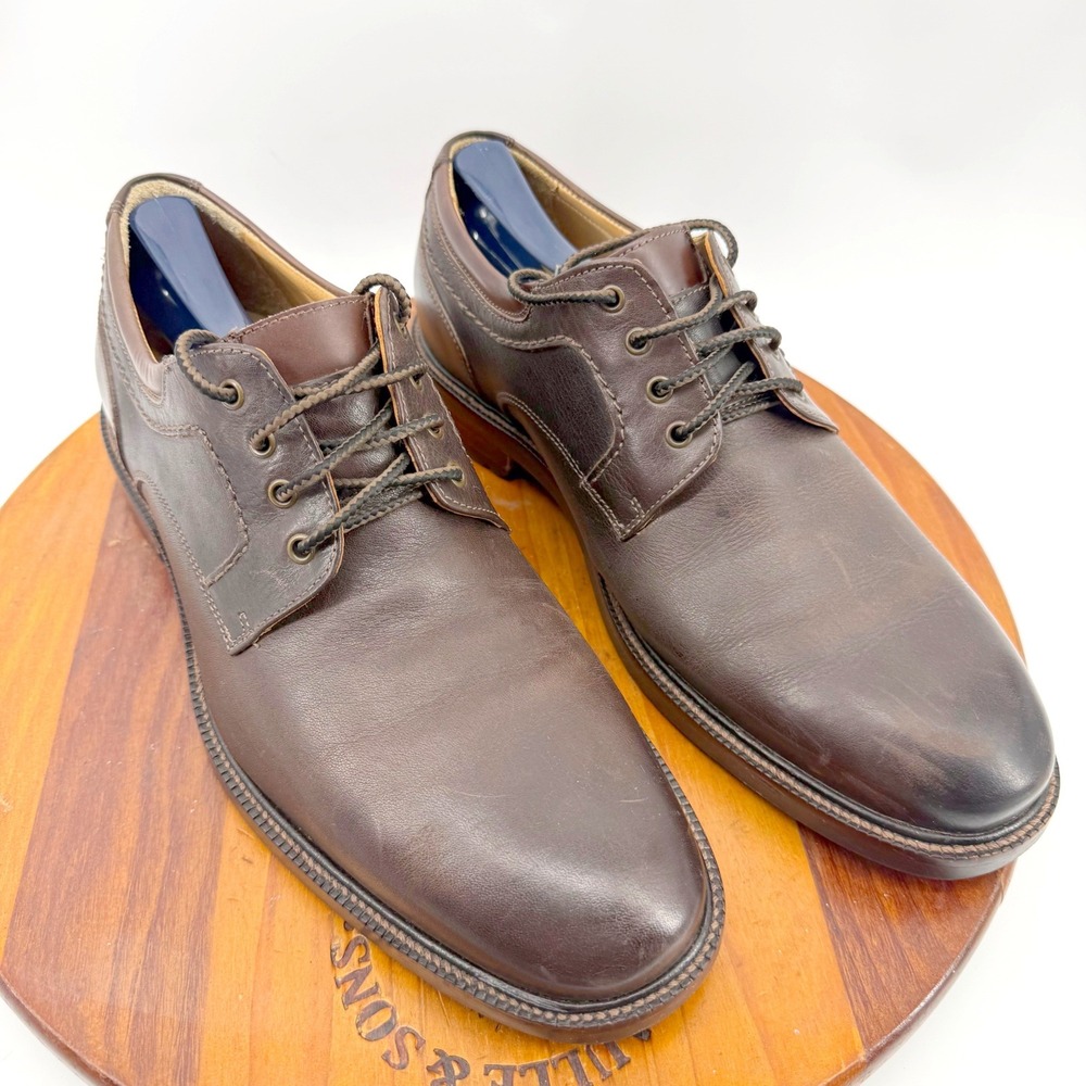 Johnston & Murphy J&M 1850 Mens 9.5 Brown Leather Sheepskin Lined Oxfords Shoes